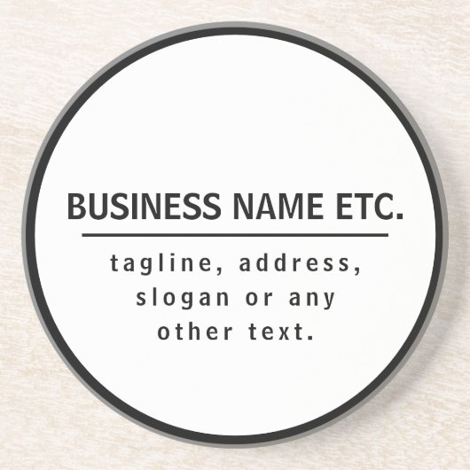 Firmenname & Slogan/anderer Text | Schwarz/Weiß Getränkeuntersetzer (Vorne)