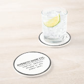 Firmenname & Slogan/anderer Text | Schwarz/Weiß Getränkeuntersetzer (Seite)