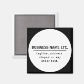 Firmenname & Slogan/anderer Text | Schwarz/Weiß Magnet (Vorderseite/Rückseite)