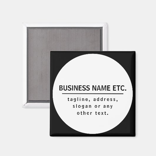 Firmenname & Slogan/anderer Text | Schwarz/Weiß Magnet (Vorderseite/Rückseite)