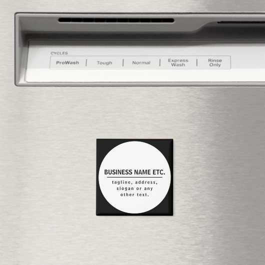 Firmenname & Slogan/anderer Text | Schwarz/Weiß Magnet (In Situ (Geschirrspüler))