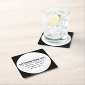 Firmenname & Slogan/anderer Text | Schwarz/Weiß Rechteckiger Pappuntersetzer (Vor Ort)