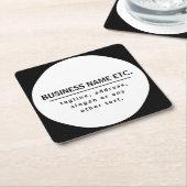 Firmenname & Slogan/anderer Text | Schwarz/Weiß Rechteckiger Pappuntersetzer (angewinkelt)