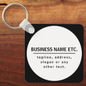 Firmenname & Slogan/anderer Text | Schwarz/Weiß Schlüsselanhänger (Vorderseite)