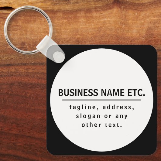 Firmenname & Slogan/anderer Text | Schwarz/Weiß Schlüsselanhänger (Vorderseite)