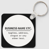 Firmenname & Slogan/anderer Text | Schwarz/Weiß Schlüsselanhänger (Rückseite)