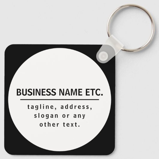 Firmenname & Slogan/anderer Text | Schwarz/Weiß Schlüsselanhänger (Rückseite)