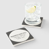 Firmenname & Slogan/anderer Text | Schwarz/Weiß Steinuntersetzer (Seitenansicht)