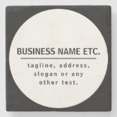 Firmenname & Slogan/anderer Text | Schwarz/Weiß Steinuntersetzer (Vorderseite)