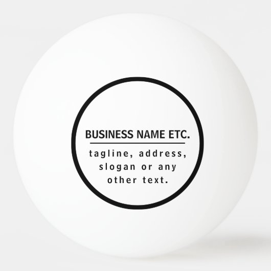 Firmenname & Slogan/anderer Text | Schwarz/Weiß Tischtennisball (Rückseite)
