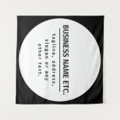 Firmenname & Slogan/anderer Text | Schwarz/Weiß Wandteppich (Vorderseite (Horizontal))