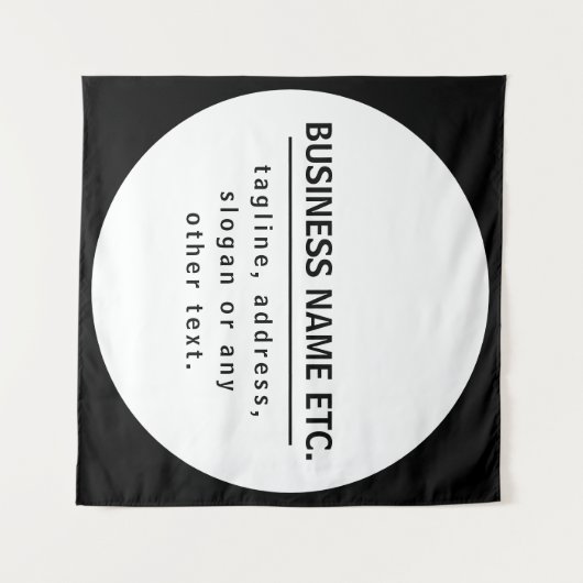 Firmenname & Slogan/anderer Text | Schwarz/Weiß Wandteppich (Vorderseite (Horizontal))