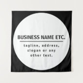 Firmenname & Slogan/anderer Text | Schwarz/Weiß Wandteppich (Vorderseite)