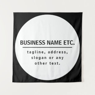 Firmenname & Slogan/anderer Text Schwarz/Weiß Wandteppich