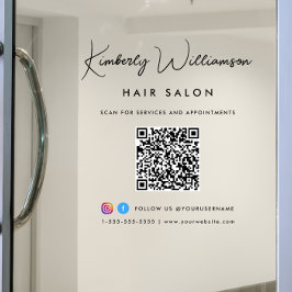 Firmenname Stilvolle Signatur-Script QR-Code Fensteraufkleber