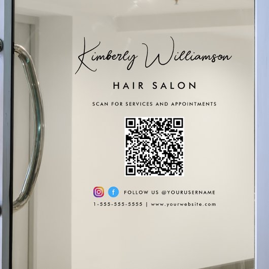 Firmenname Stilvolle Signatur-Script QR-Code Fensteraufkleber