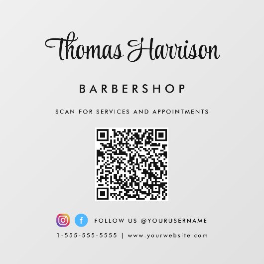 Firmenname Stilvolle Signatur-Script QR-Code Fensteraufkleber (Blatt)