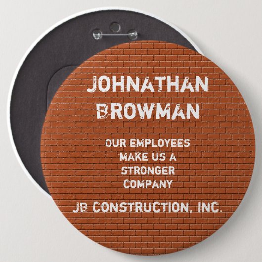 Firmenname Tag Red Brick Mitarbeitererkennung Button (Vorne & Hinten)