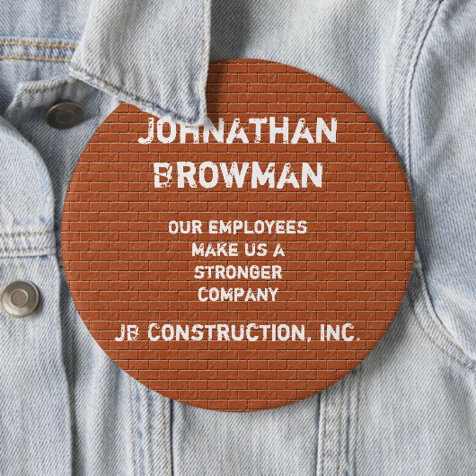 Firmenname Tag Red Brick Mitarbeitererkennung Button (Beispiel)