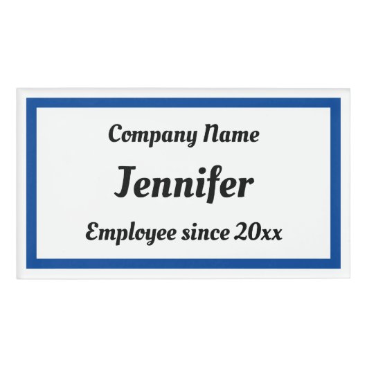 Firmenname-Tags mit blauem Rechteck Namenschild (Vorderseite)