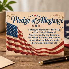 Firmenname Treuegelöbnis Amerikanische Flagge Postkarte