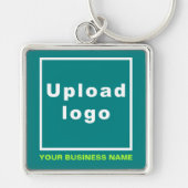 Firmenname und Logo, Aquamarine Premium auf grünem Schlüsselanhänger (Vorne)