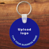 Firmenname und Logo auf Blauem Aluminium Schlüsselanhänger (Vorderseite)