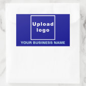Firmenname und Logo auf Blue Rectangle-Aufkleber Rechteckiger Aufkleber (Tasche)