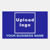 Firmenname und Logo auf Blue Rectangle-Aufkleber Rechteckiger Aufkleber (Vorderseite)