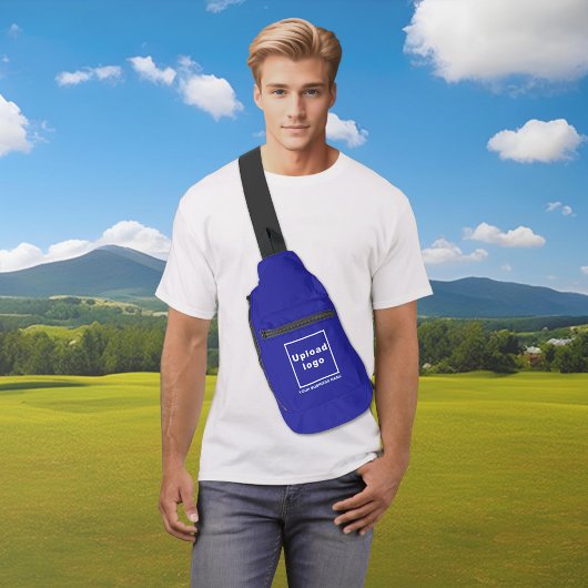 Firmenname und Logo auf Blue Sling Bag