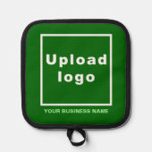 Firmenname und Logo auf dem Inhaber grüner Pots Topflappen (Vorderseite)