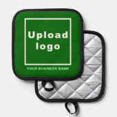 Firmenname und Logo auf dem Inhaber grüner Pots Topflappen (Vorderseite/Rückseite)