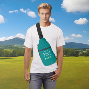 Firmenname und Logo auf der Aquamarinen grünen Sli Crossbody Bag