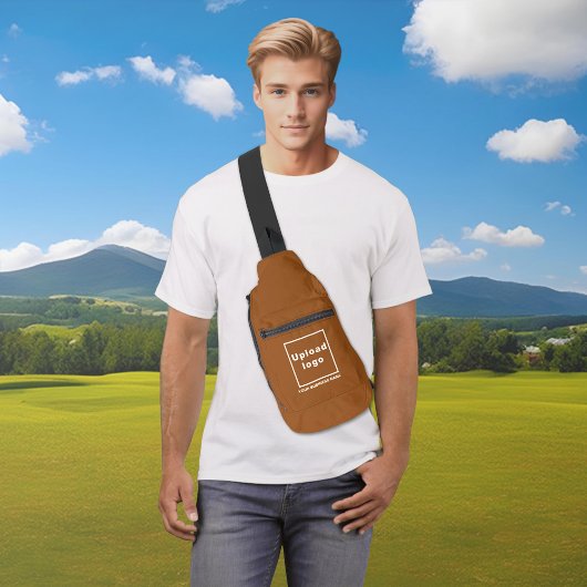 Firmenname und Logo auf der Brown Sling Bag