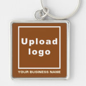 Firmenname und Logo auf der Brown Square Premium Schlüsselanhänger (Vorne)