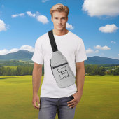 Firmenname und Logo auf der grauen Sling-Verpackun Crossbody Bag