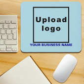 Firmenname und Logo auf der hellblauen Maus Mousepad