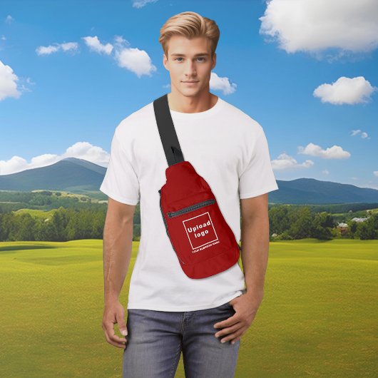 Firmenname und Logo auf der Red Sling Bag