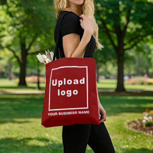 Firmenname und Logo auf der Red Tote Bag Tasche