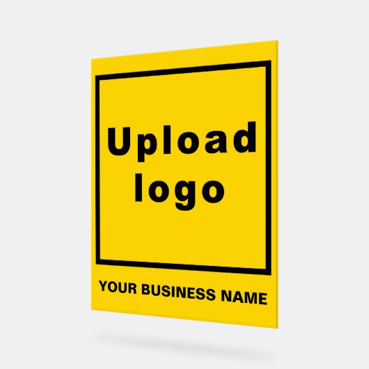 Firmenname und Logo auf gelber Akryllischer Beschr Acrylschild (Winkel)