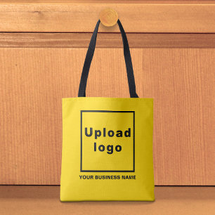 Firmenname und Logo auf gelber Einkaufstasche Tasche