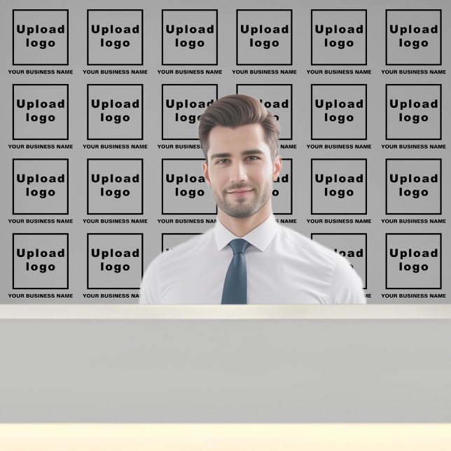 Firmenname und Logo auf Grau Tapete (Business name and logo on gray wallpaper)