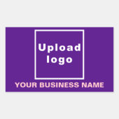 Firmenname und Logo auf Lila Rechteck Rechteckiger Aufkleber (Vorderseite)