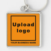 Firmenname und Logo auf Orange Square Premium Schlüsselanhänger (Vorne)