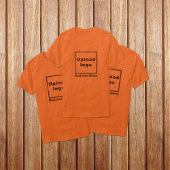 Firmenname und Logo auf Orange T - Shirt