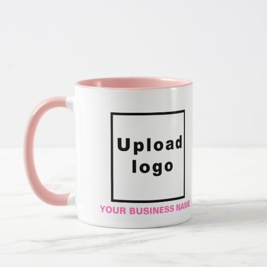 Firmenname und Logo auf rosa Combo-Tasse Tasse (Links)