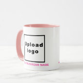 Firmenname und Logo auf rosa Combo-Tasse Tasse (Vorderseite Links)
