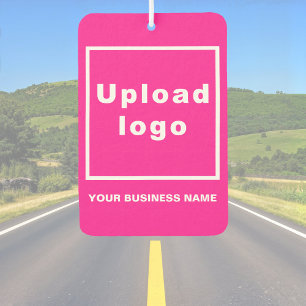 Firmenname und Logo auf rosa Lufterfrischer