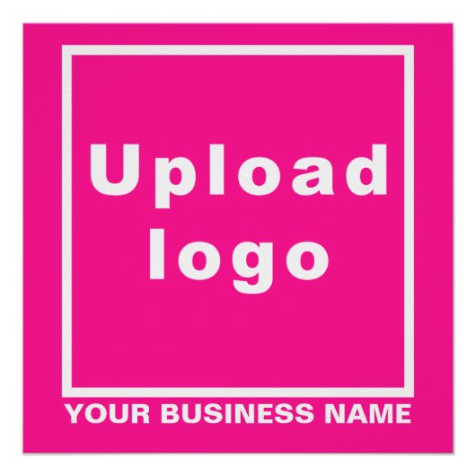 Firmenname und Logo auf rosa Square Glossy Poster (Vorderseite)