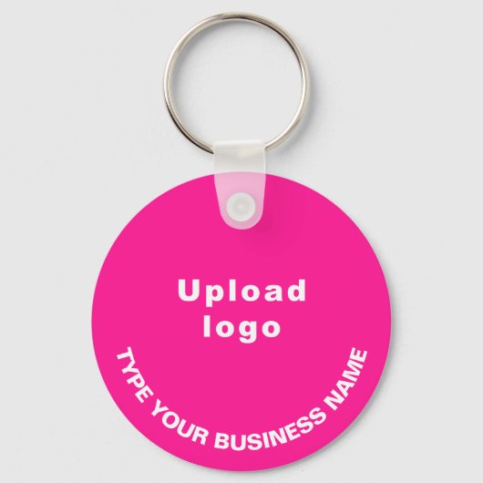 Firmenname und Logo auf rosafarbenem Aluminium Schlüsselanhänger (Vorderseite)